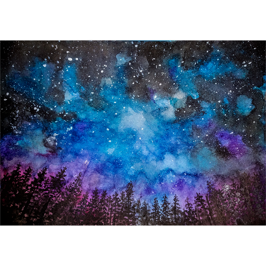 Serene Watercolor Night Sky Painting by Meelie - Original Artwork | meelie.art