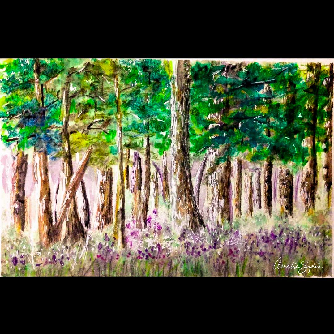 A Walk in the Woods - Watercolor Painting by Meelie | Meelie.art