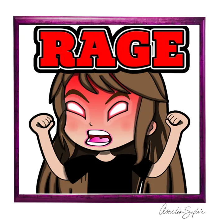 Angry gamer girl rage emote. Meelie of meelie.art. Made in adobe illustrator.