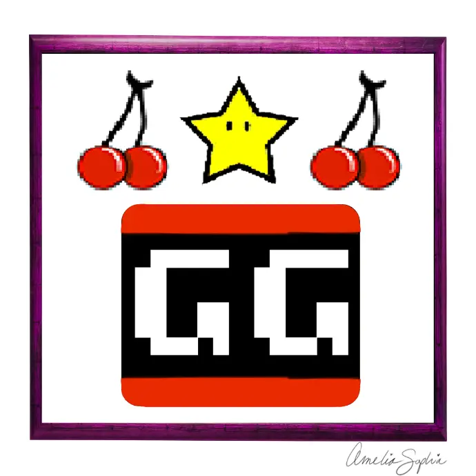 Retro Emote cherries and a star. Handdrawn and recreated in Adobe Illustrator. Meelie of Meelie.art.