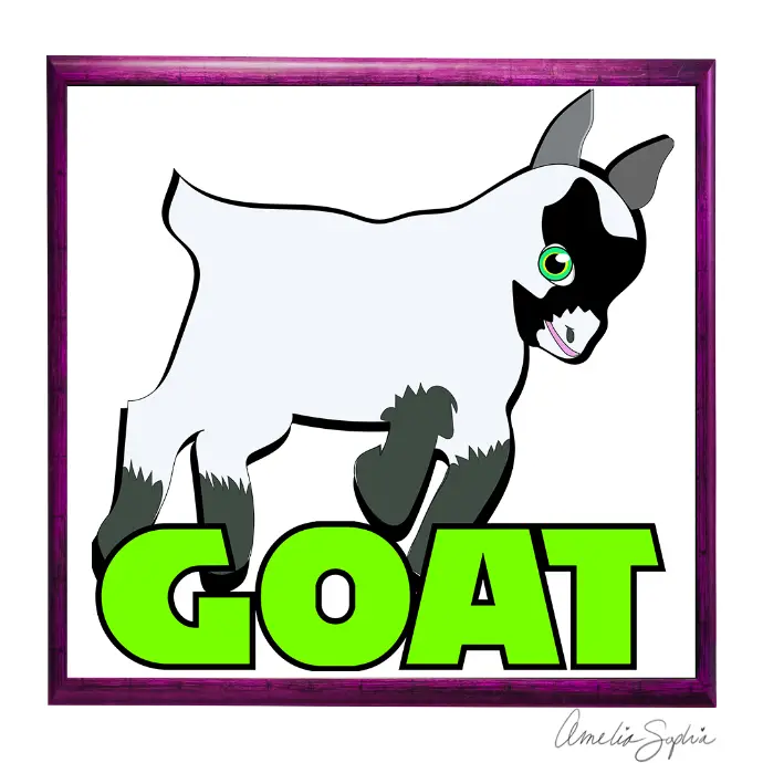 Greatest of all time , goat emote.  Handdrawn and recreated in Adobe Illustrator. Meelie of Meelie.art.