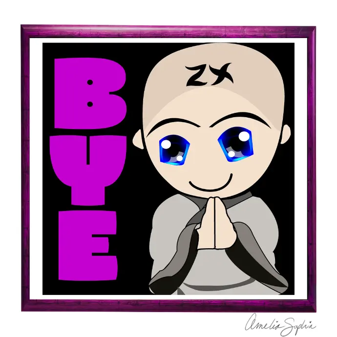 Bye Emote. Airmonk  Handdrawn and recreated in Adobe Illustrator. Meelie of Meelie.art