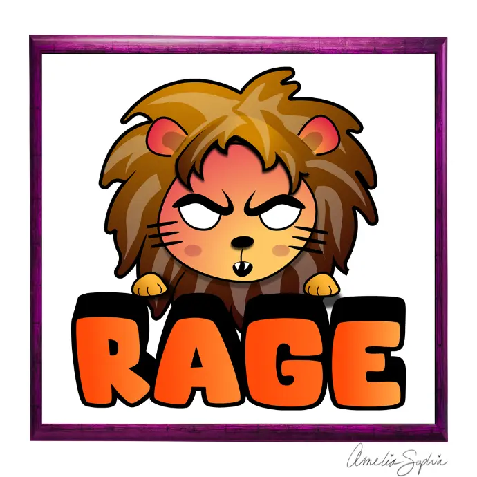 Rage Emote of a lion. Meelie of meelie.art.