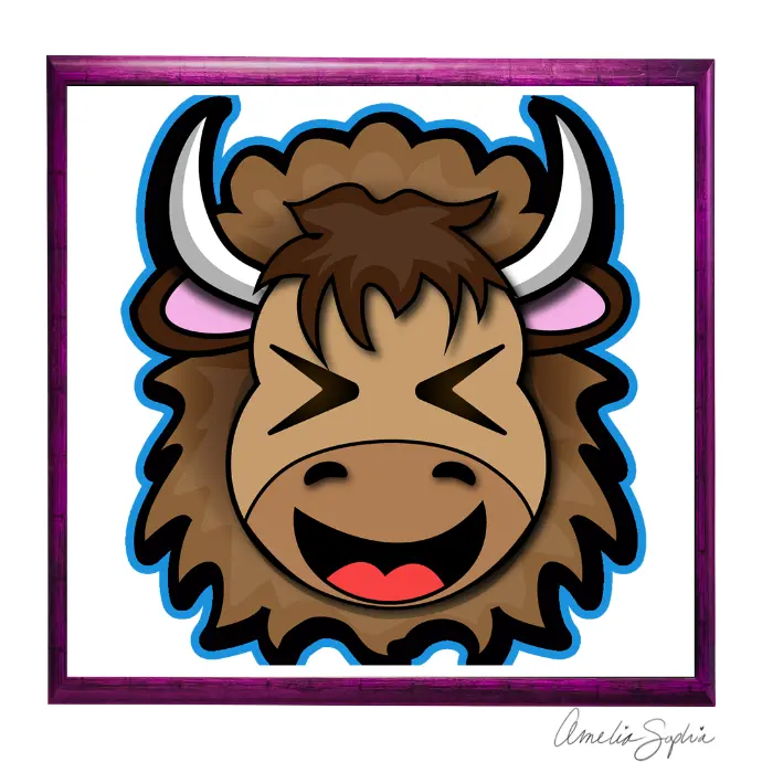 Happy Buffalo Emote. Meelie of meelie.art.