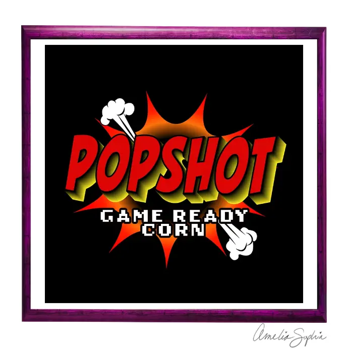 Popshot gaming -game corn ready corn logo. Meelie of meelie.art.