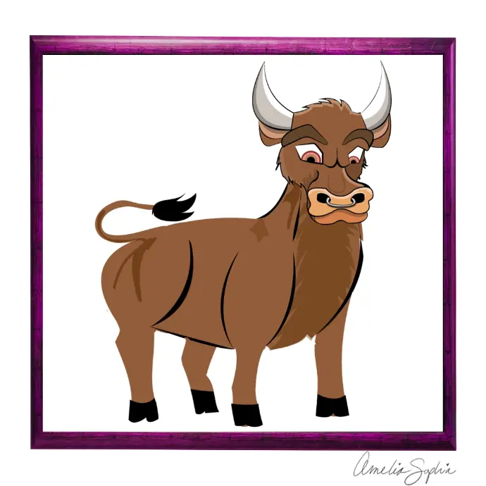 Bull logo. Drawn and recreated in adobe illustrator. Meelie of meelie.art.