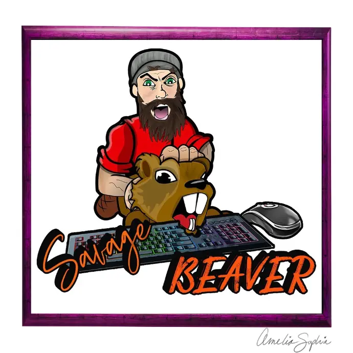 Beaver and lumberjack logo. Meelie of meelie.art.