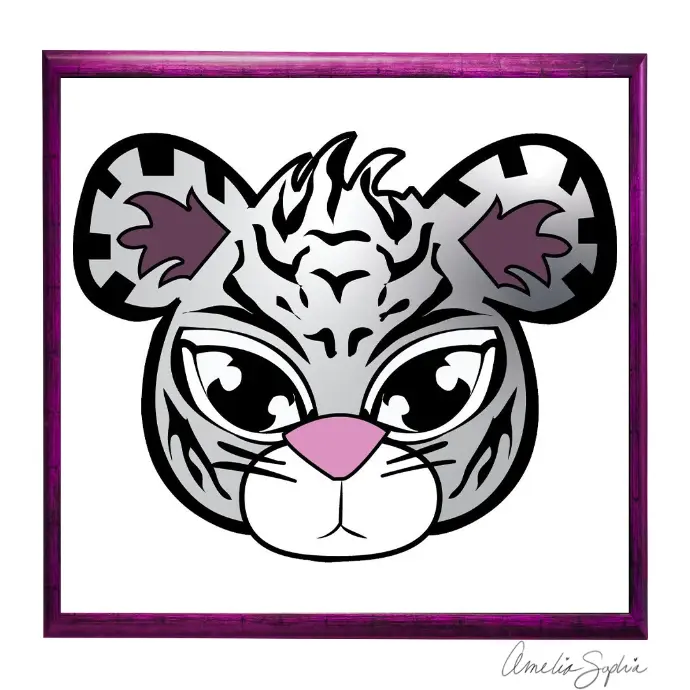 Baby white tiger- platinum subbadges. Meelie of meelie.art.