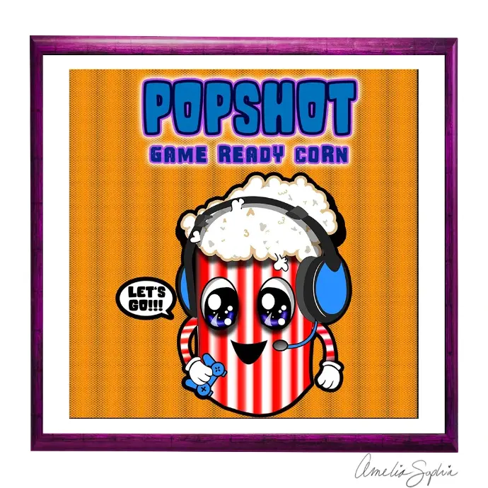 Popshot gaming logo. meelie of meelie.art.