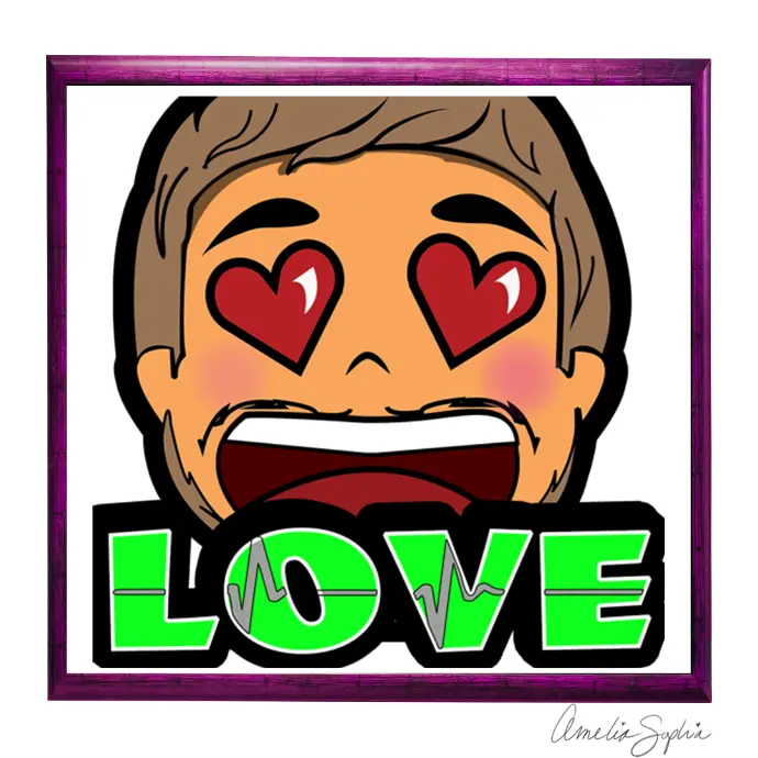 Really Happy Dude Love emote. Meelie of meelie. art. Adobe illustrator.